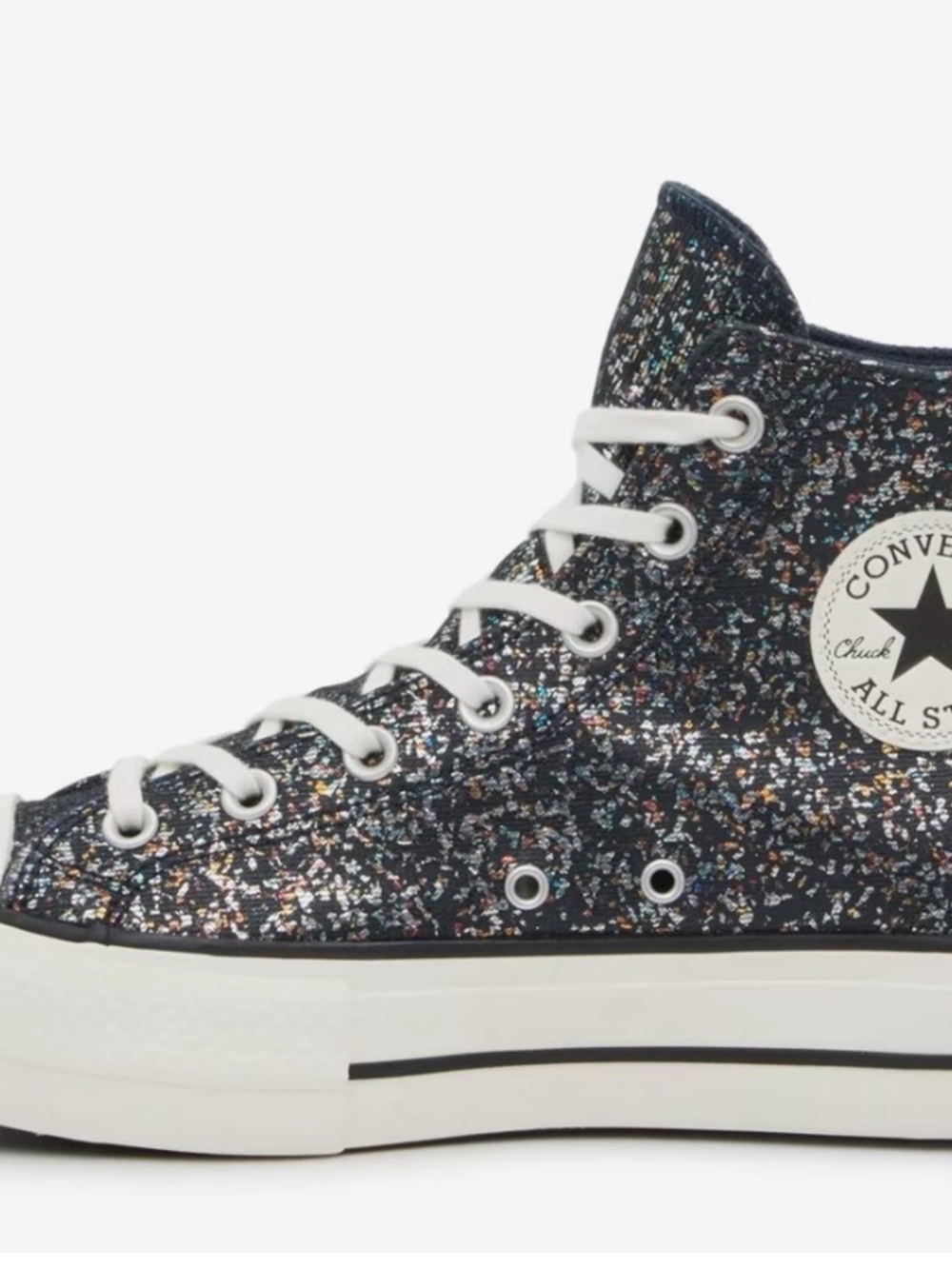 Converse Kids' Glitter High Top Sneakers - Black with Multicolor Sparkle
